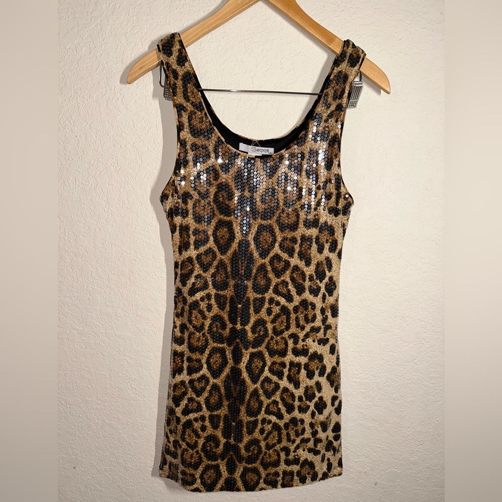 Mini cheetah sequin dress